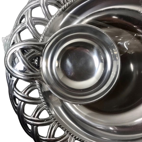 WILTON ARMETALE Harvest Chip & Dip Bowl Medium #470186 Aluminum Serveware NWT - Picture 3 of 12